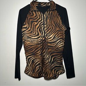 Ralph Lauren RLX Golf Zip Animal Print Pullover Hiking Pilates Athleisure Top M